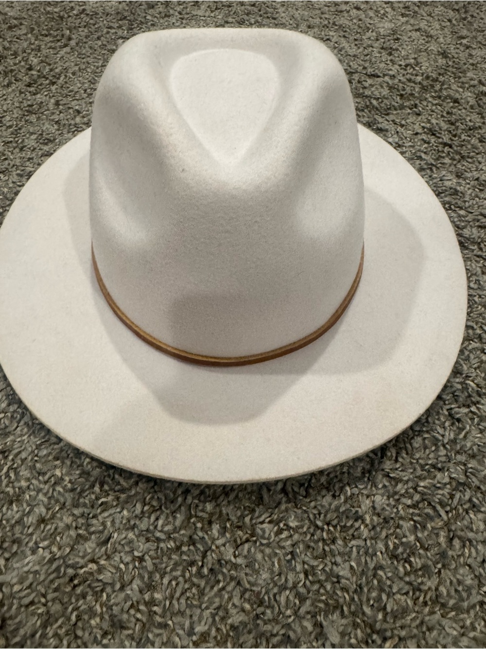 Brixton Cream Wide Brim Wool Felt Fedora with Tan Trim